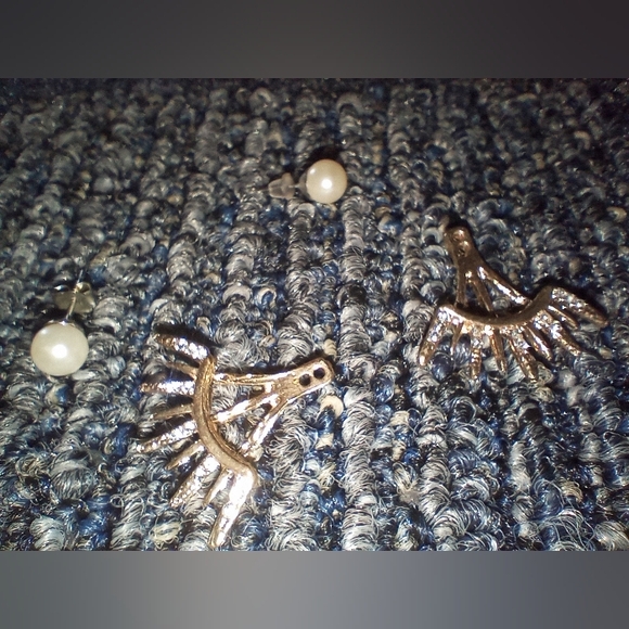 Faux Pearl Earrings w/Gorgeous Bling Earrings Jackets - Picture 6 of 12